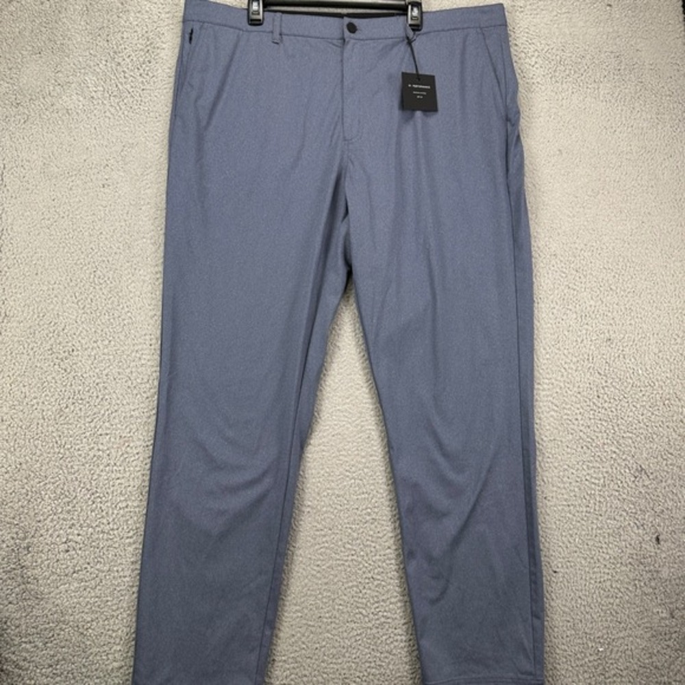 01.Algo Mens Chino Golf Pants 40 Blue Performance Tech Wicking Athleisure NEW
